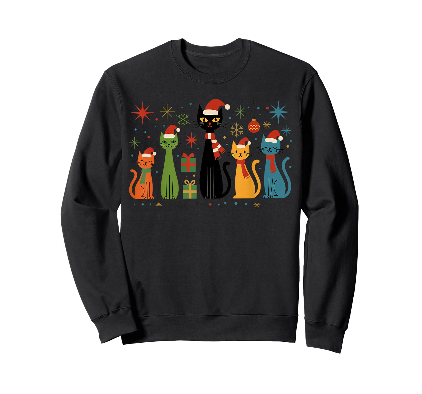 Retro Mid-Century Modern Cat Christmas Cats 50s 60s Style T-Shirt