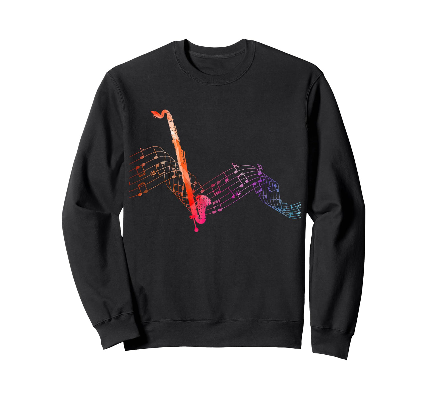 Colorful Bass Clarinet on Music Sheet Contrabass Clarinetist T-Shirt