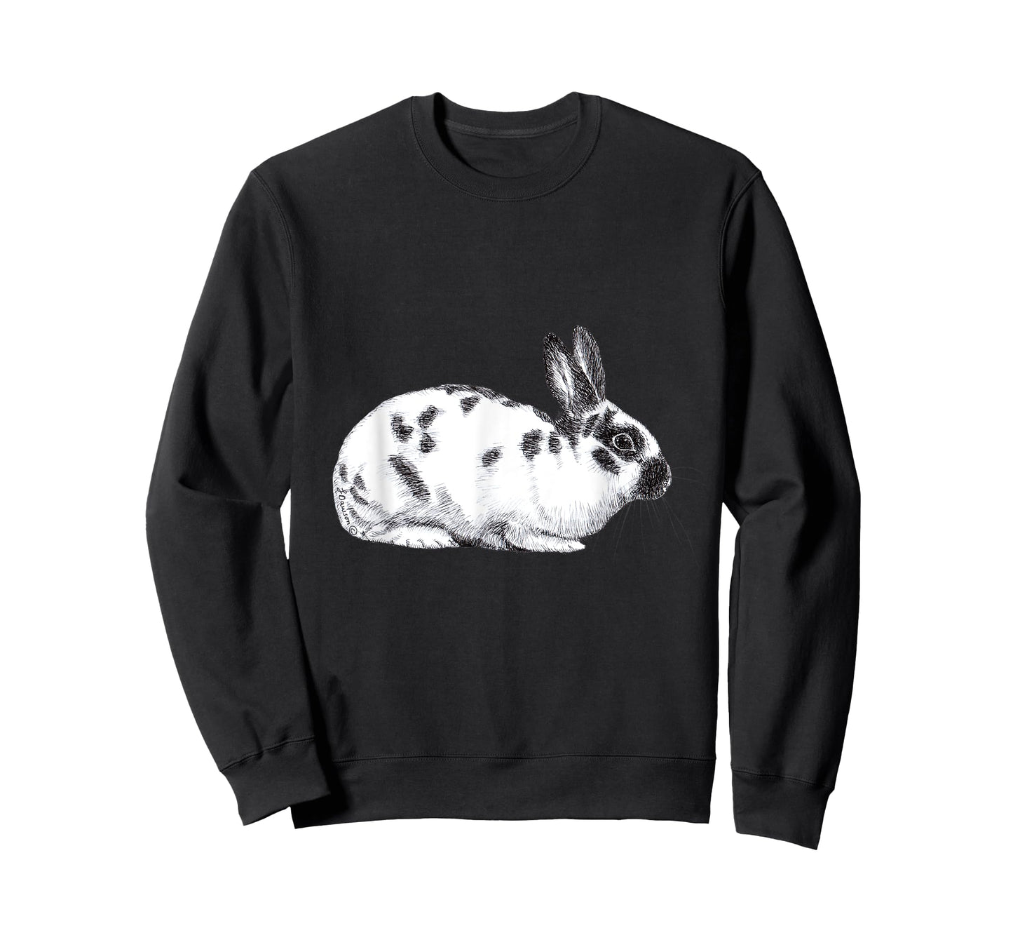 Cute English Spotted Bunny Rabbit Drawing T-Shirt