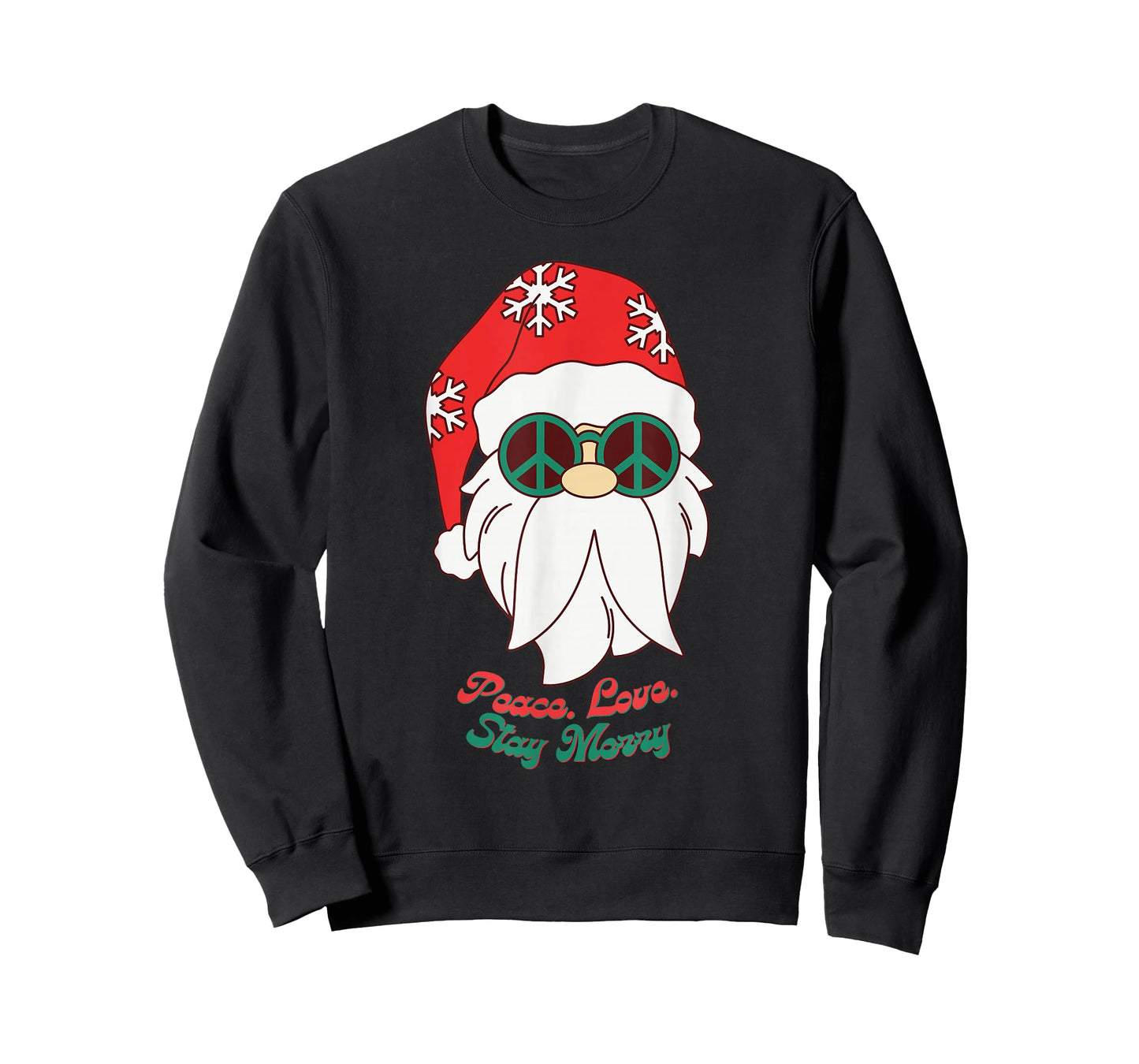 Hippie Santa Groovy Peace Sign Funny Christmas T-Shirt