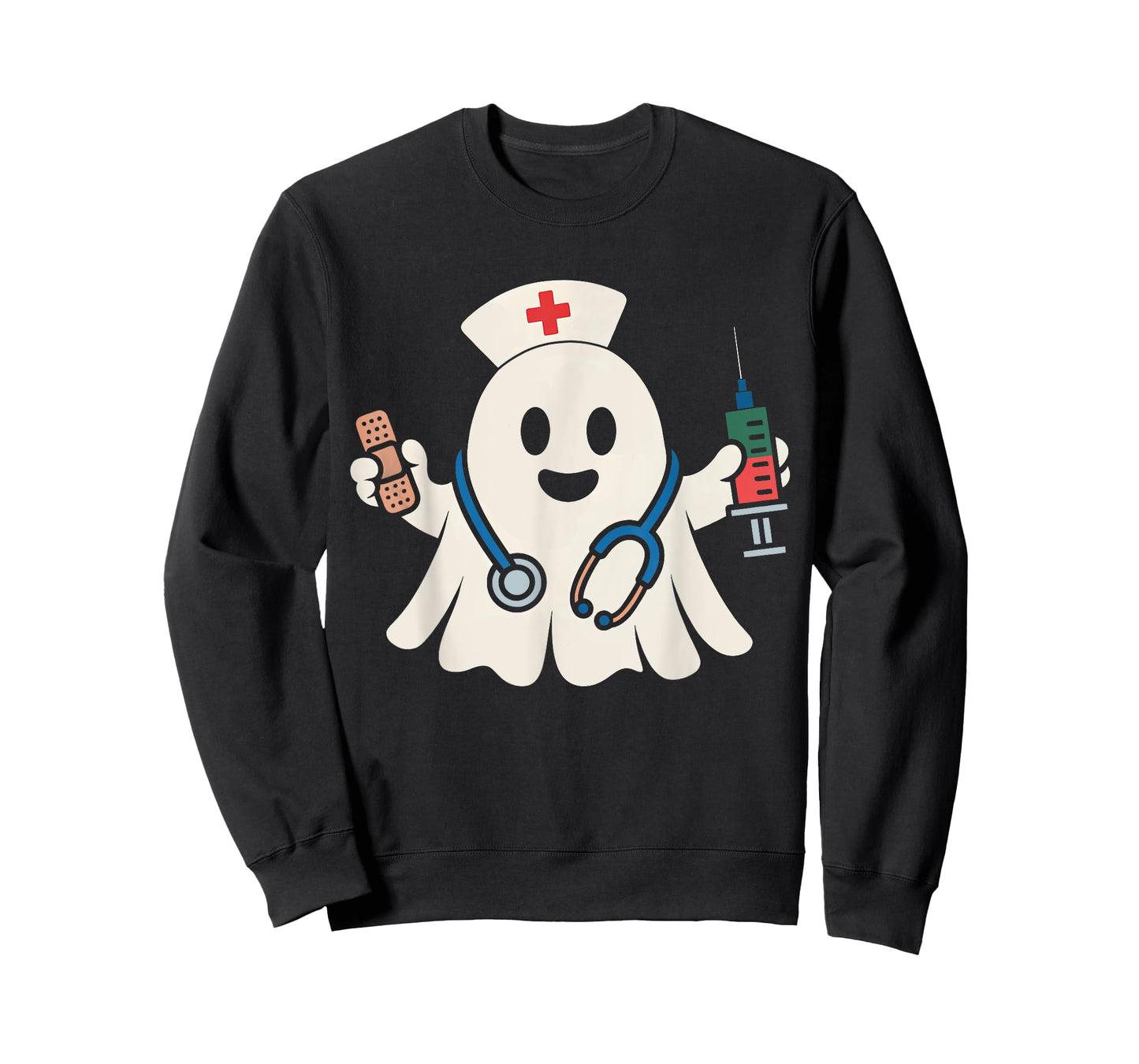 Cute Ghost Nurse Women Scrub Top Nursing Halloween Costume T-Shirt