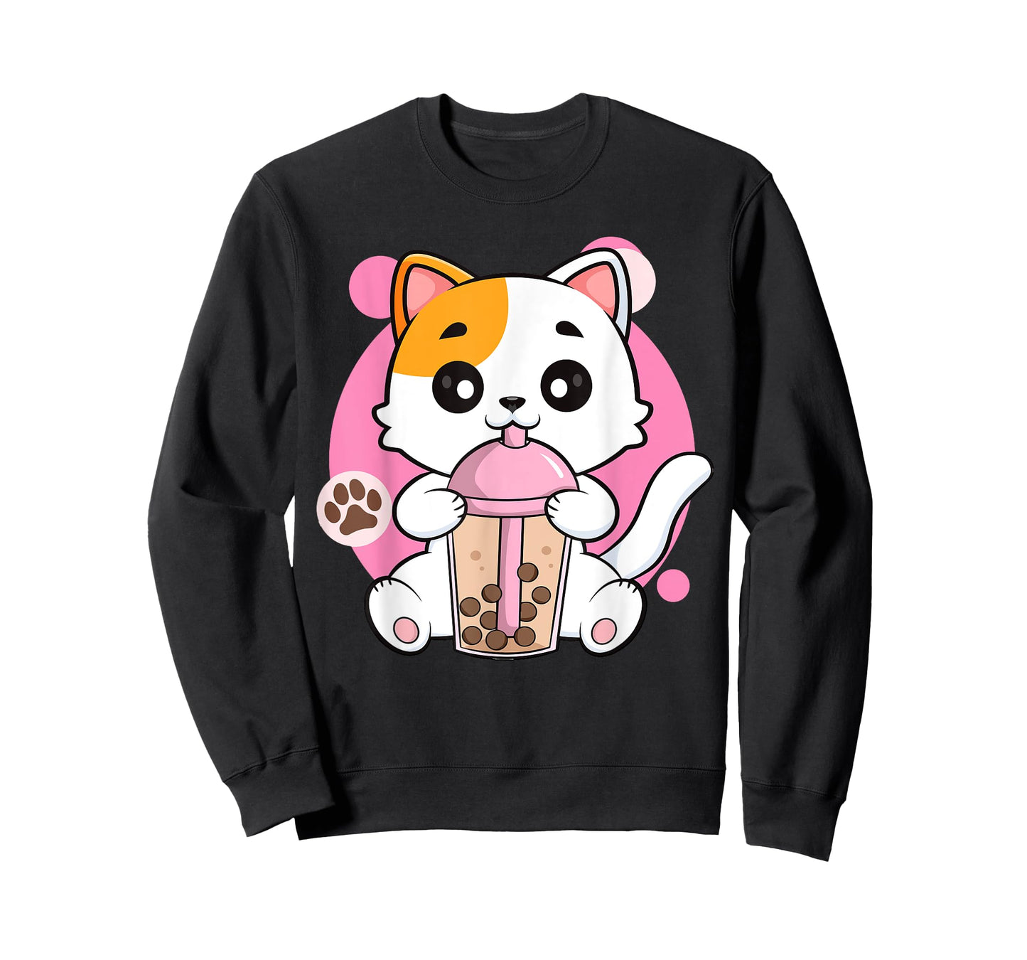 Cute Cat Shirt Boba Tea Anime Japanese Kids Teen Girl Kawaii T-Shirt