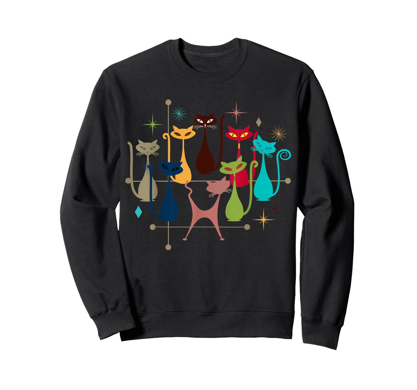 Retro Vintage Modern Look Cats 50s 60s Style Mid-Century T-Shirt