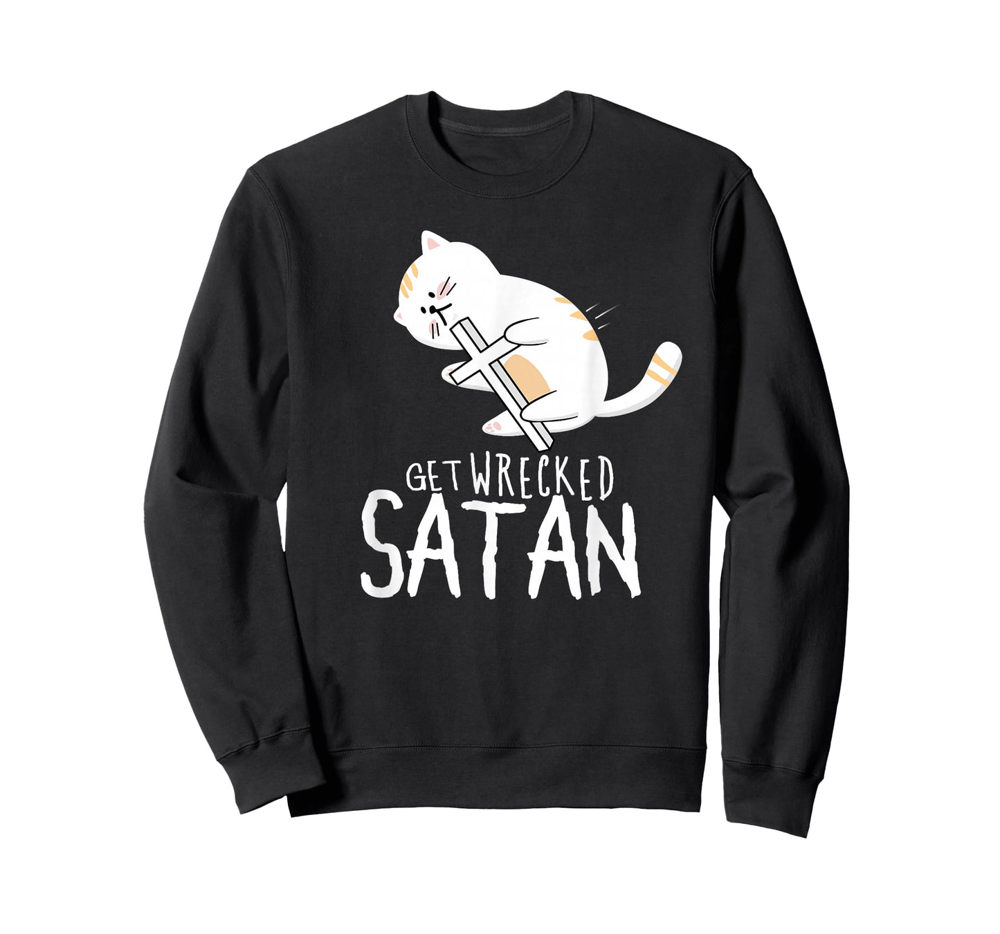 Get Wrecked Satan Funny Holy Warrior Demon Fighting Cat T-Shirt