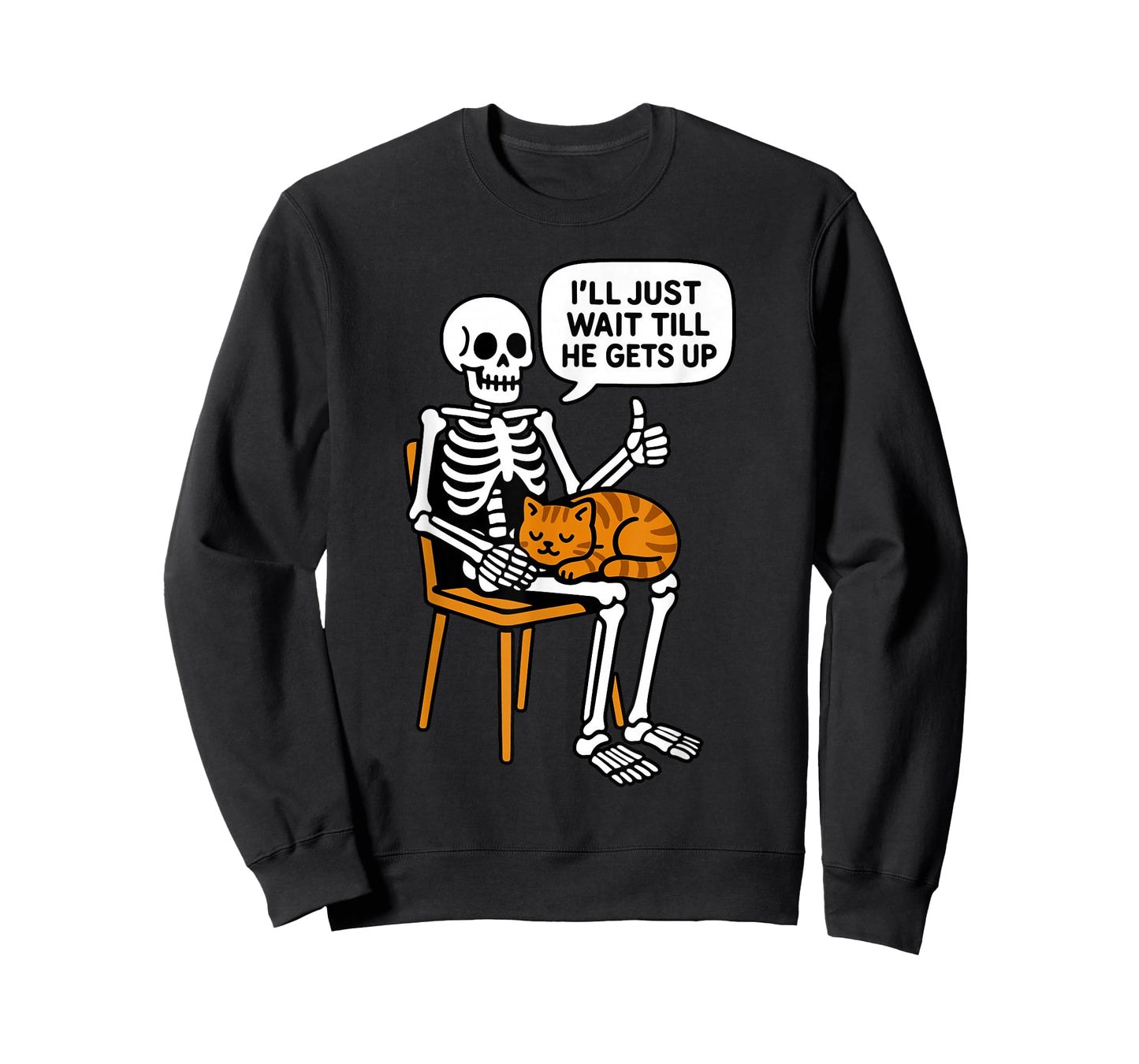 Skeleton Cat Meme Men Women Kids Funny Halloween T-Shirt