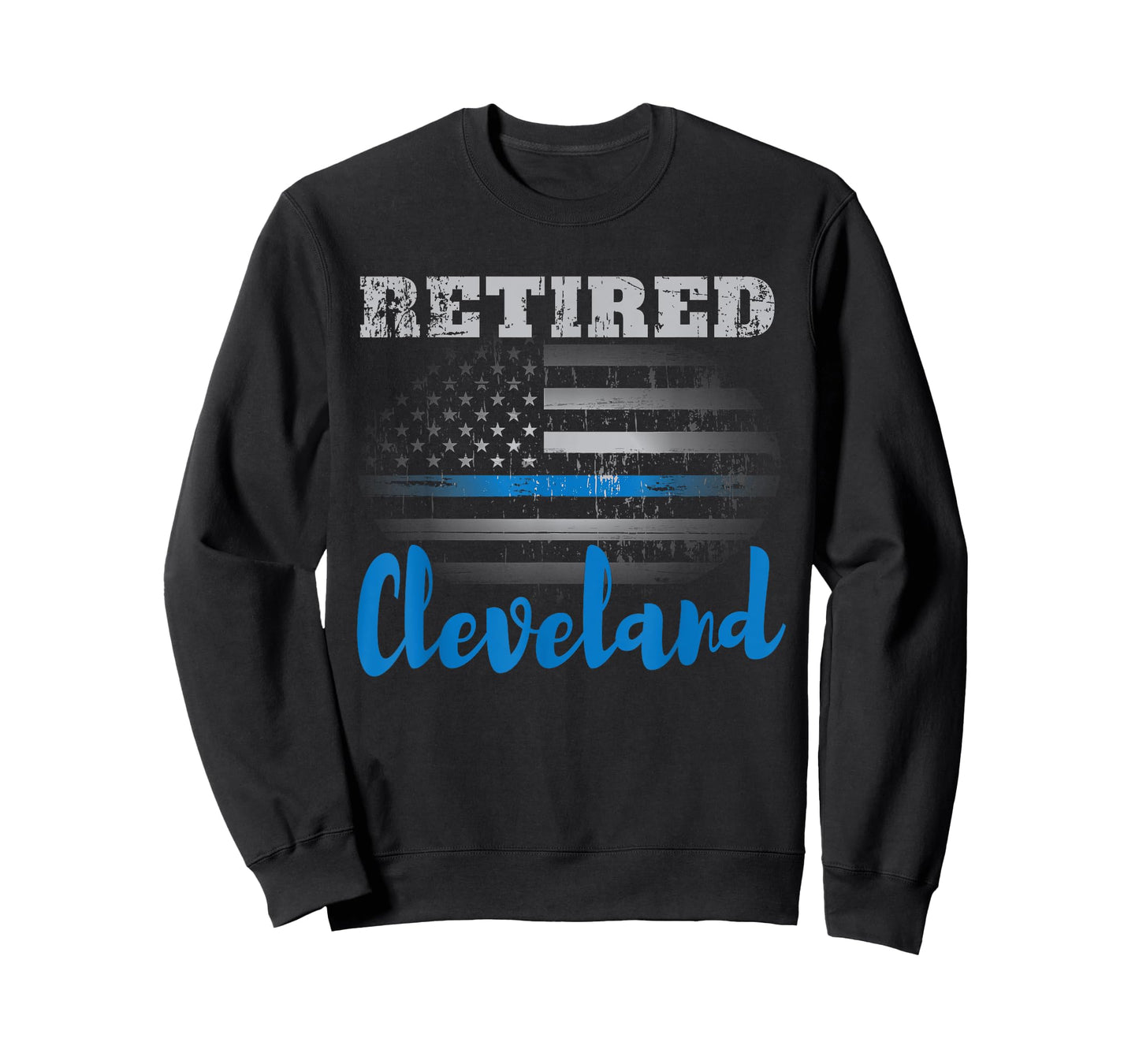 Retired Police Officer Cleveland American Flag Design T-Shirt