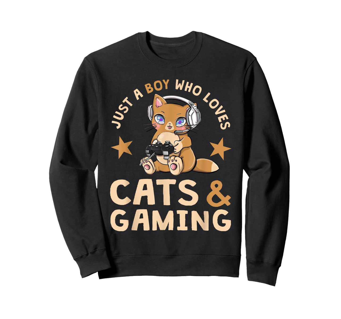 Just A Boy Who Loves Cats and Gaming Cute Gamer Cat T-Shirt