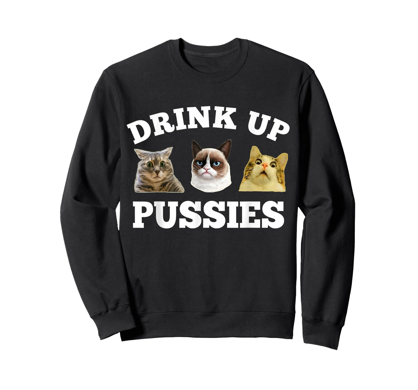 Drink Up Pussies Funny Cat Dad Drinking Adult Humor Saying T-Shirt