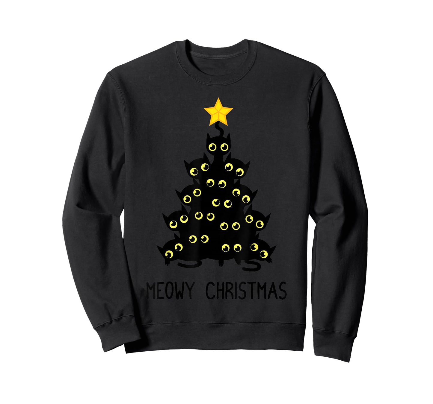 Cat Christmas Tree Cute Black Kitten Lover Meowy Women Kids T-Shirt