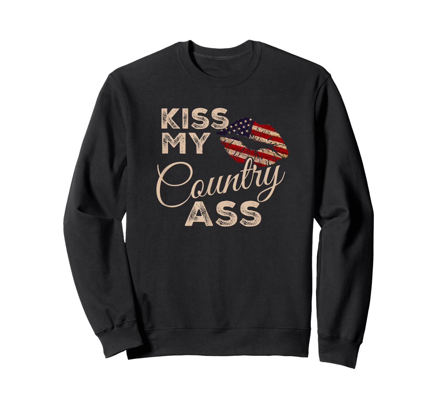 Kiss My Country Ass, Patriotic Grunge Flag Lips T-Shirt