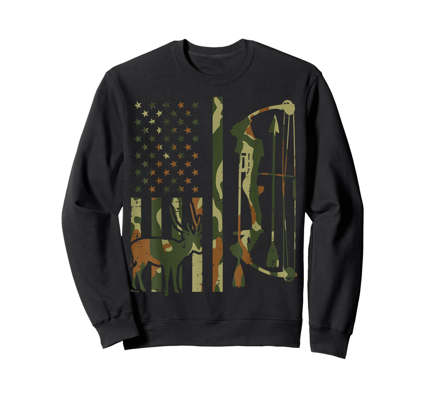 Camo Flag Deer Bow Hunting Patriotic Hunter Dad Archer T-Shirt