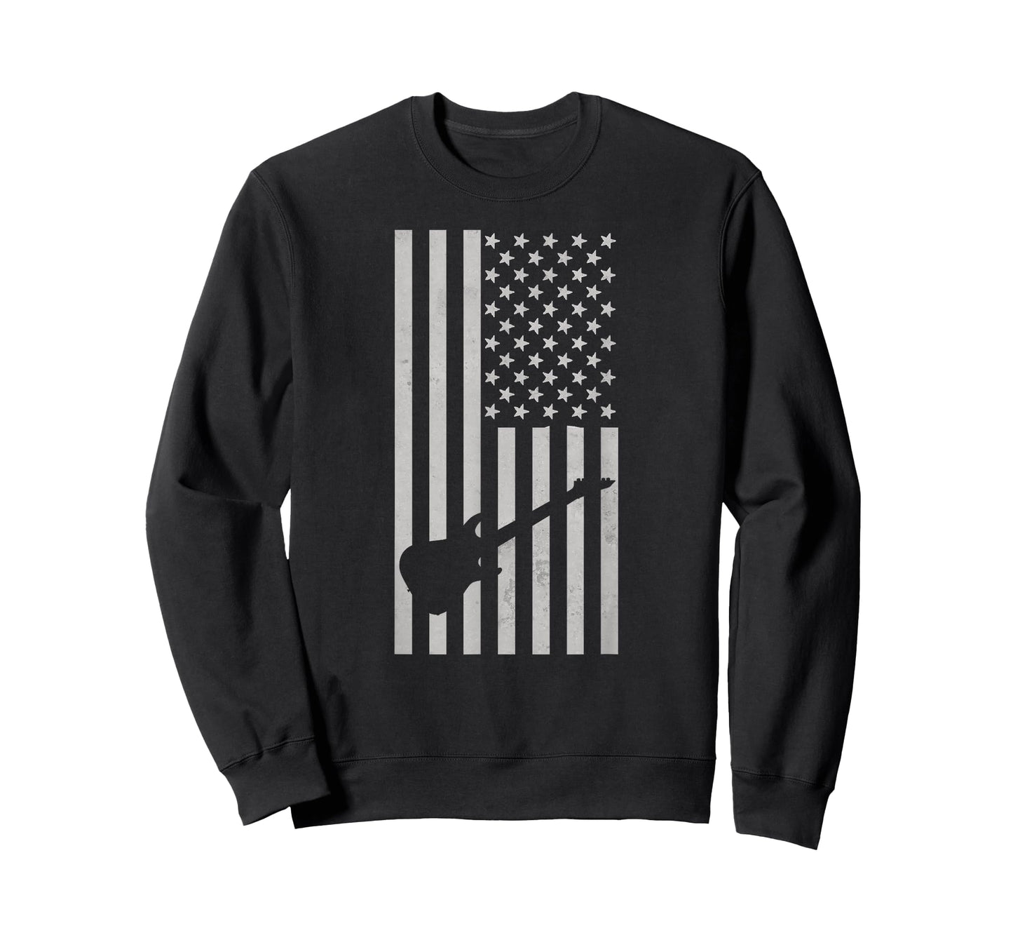American Flag Electric Guitar Monochrome Patriotic Musician T-Shirt
