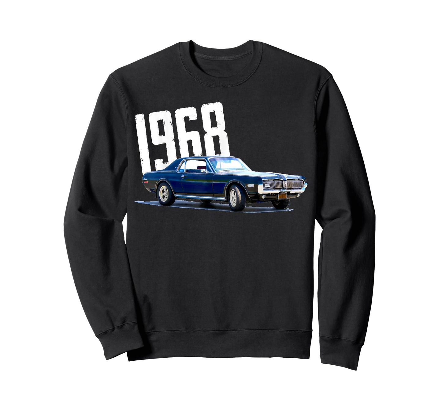 1968 68 Mercury Cougar Blue Classic Vintage Old Car USA Flag T-Shirt