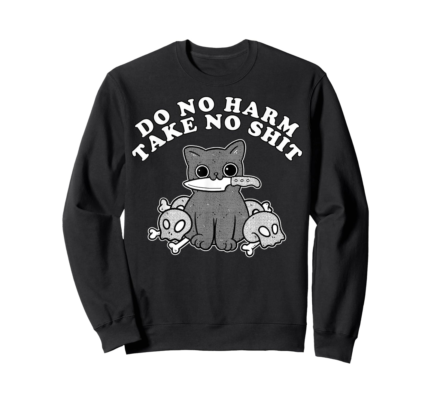 Vintage Retro Do No Harm Take No Shit Funny Cat Humor Gift Men Women T-Shirt