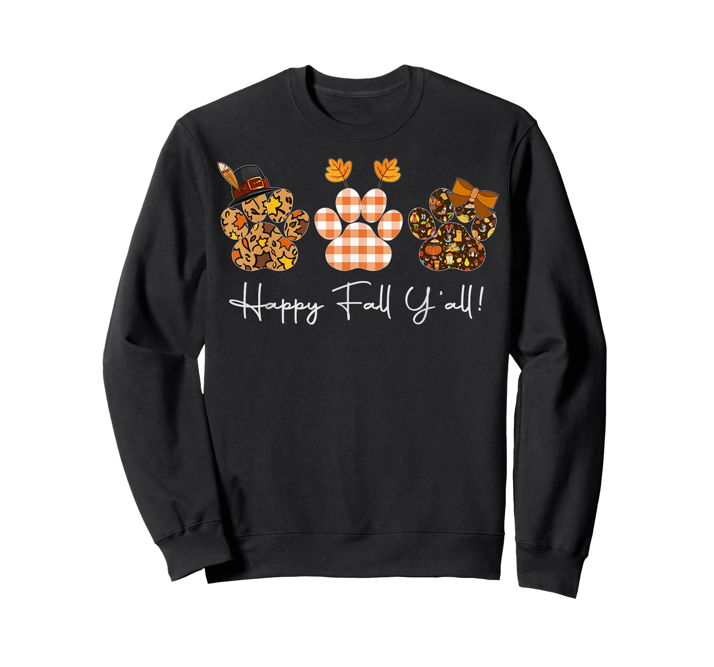 Happy Fall Y'all Paw Prints, Leopard Buffalo Paw Autumn T-Shirt