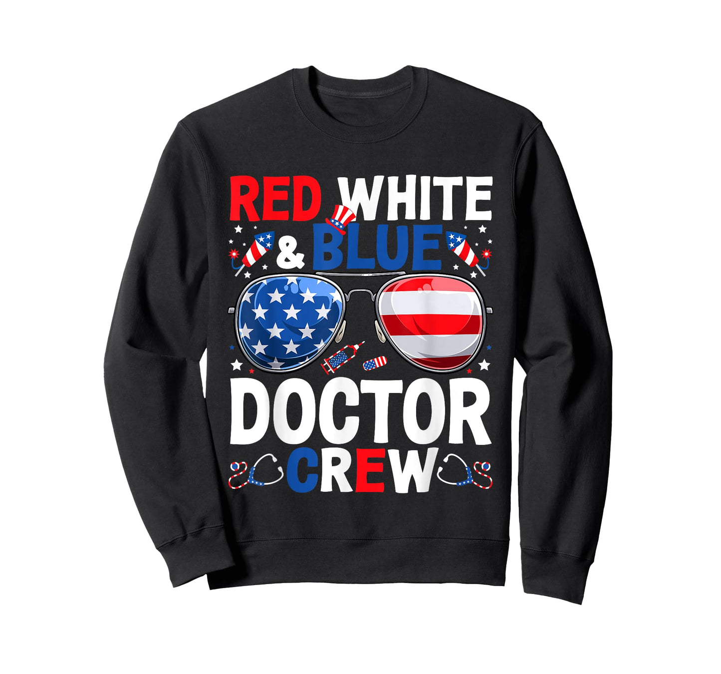 4th Of July Red White & Blue Doctor Crew American Flag Women Men T-Shirt