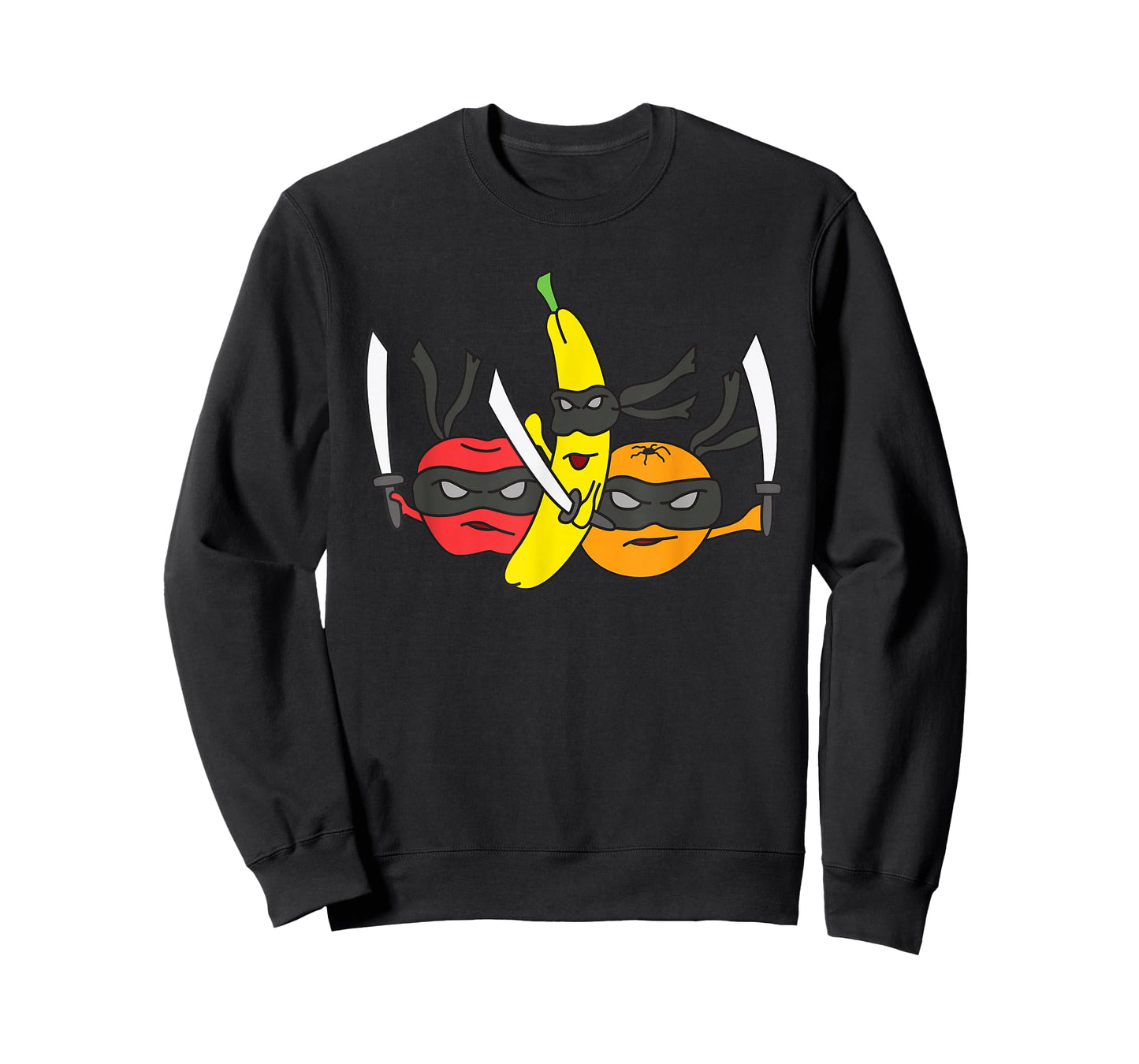 Fruits Fight Against Ninja Swords Cartoon Graphic T-Shirt