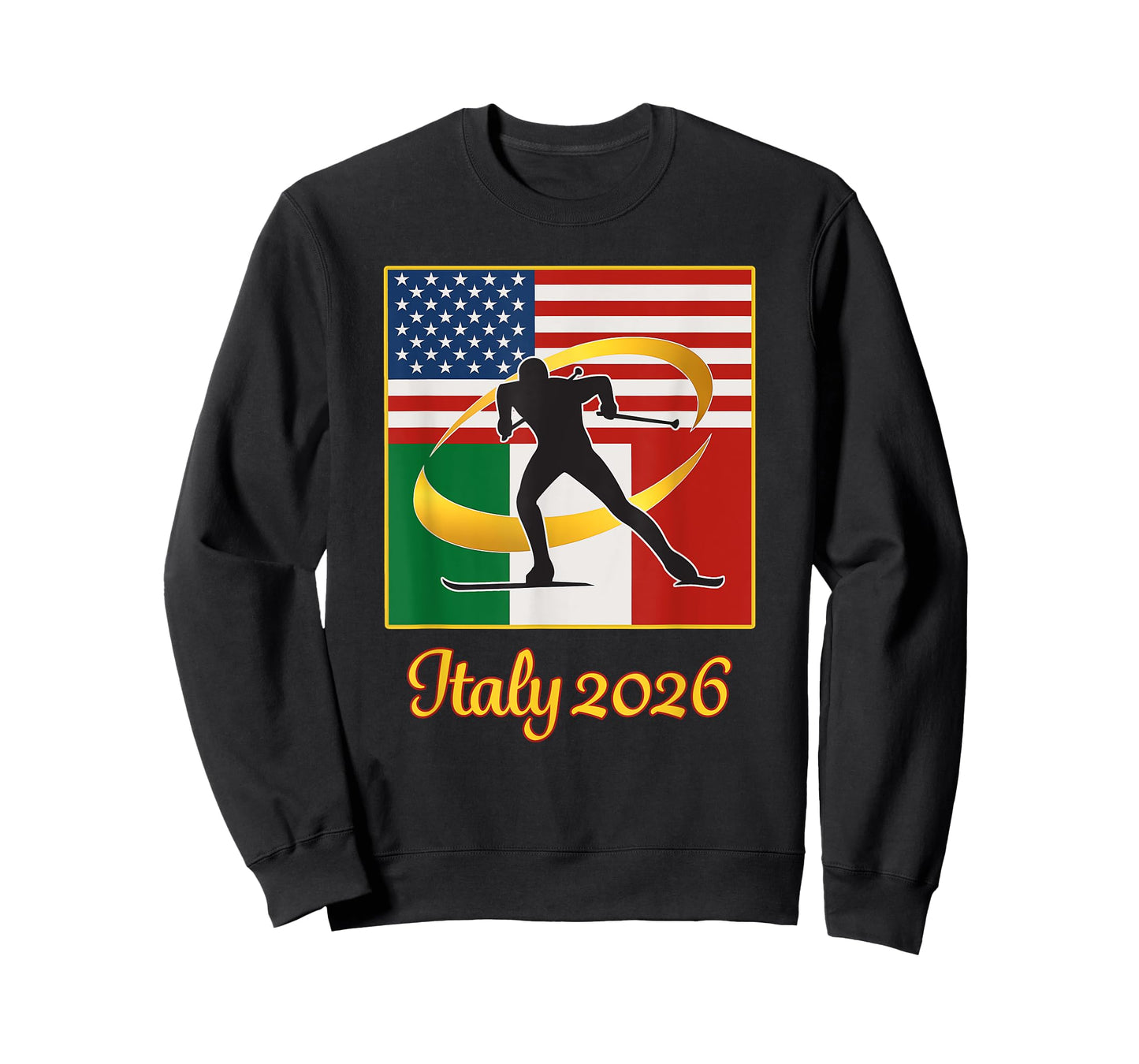 Italy 2026 Cross-Country Skiing USA Italy Flags Winter Sport T-Shirt