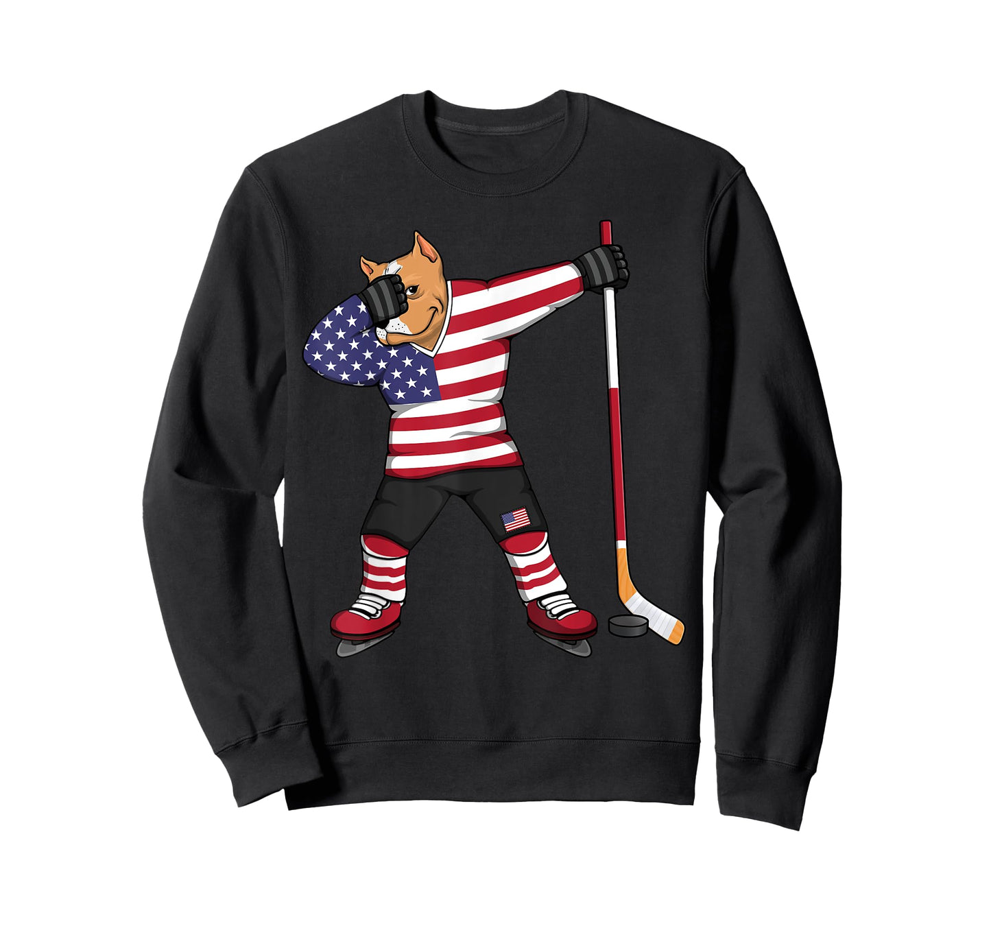 Dabbing Pitbull America Ice Hockey Fans Jersey USA Flag T-Shirt for Women Kids Men