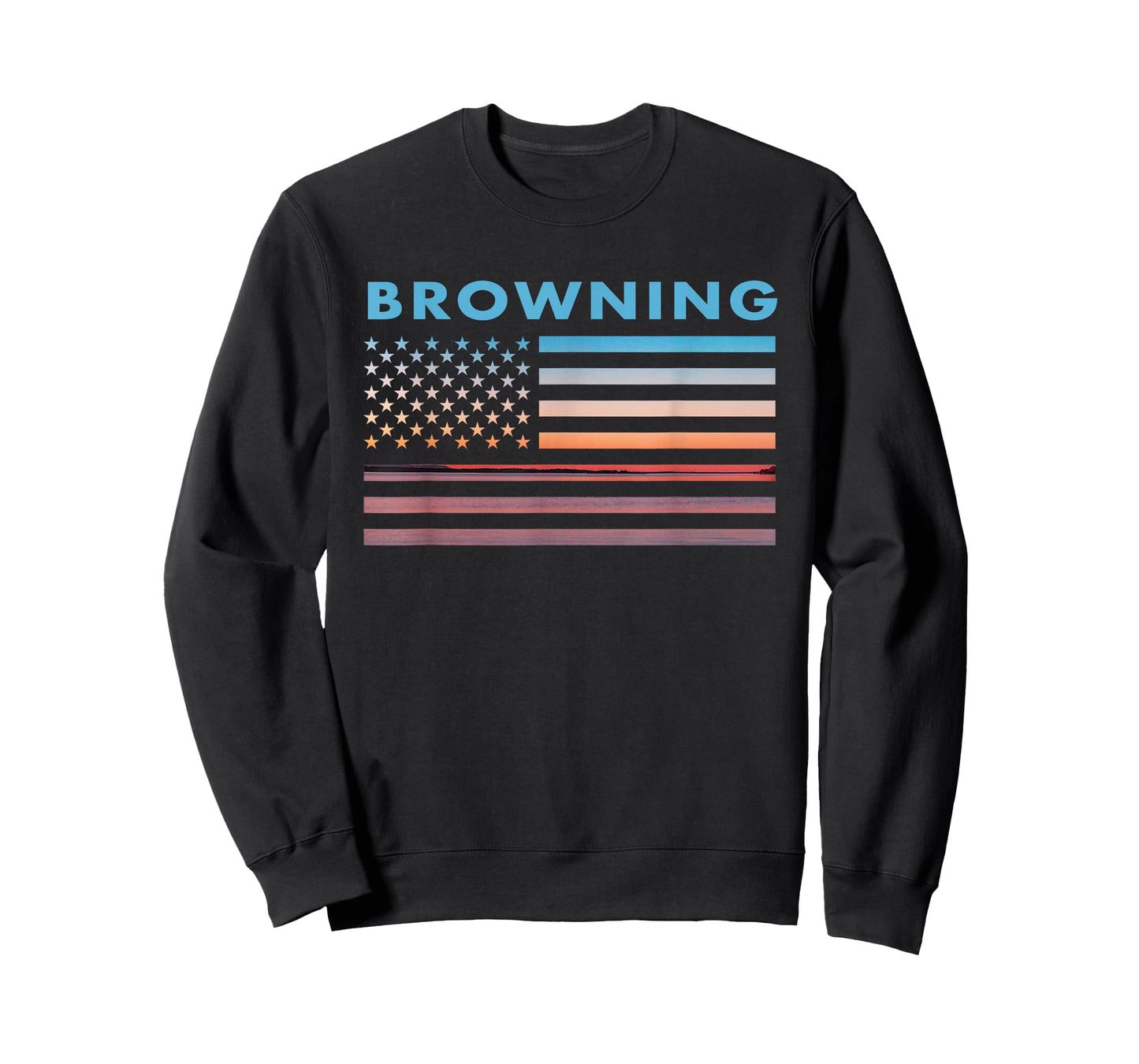 Vintage Sunset American Flag Browning, Montana T-Shirt
