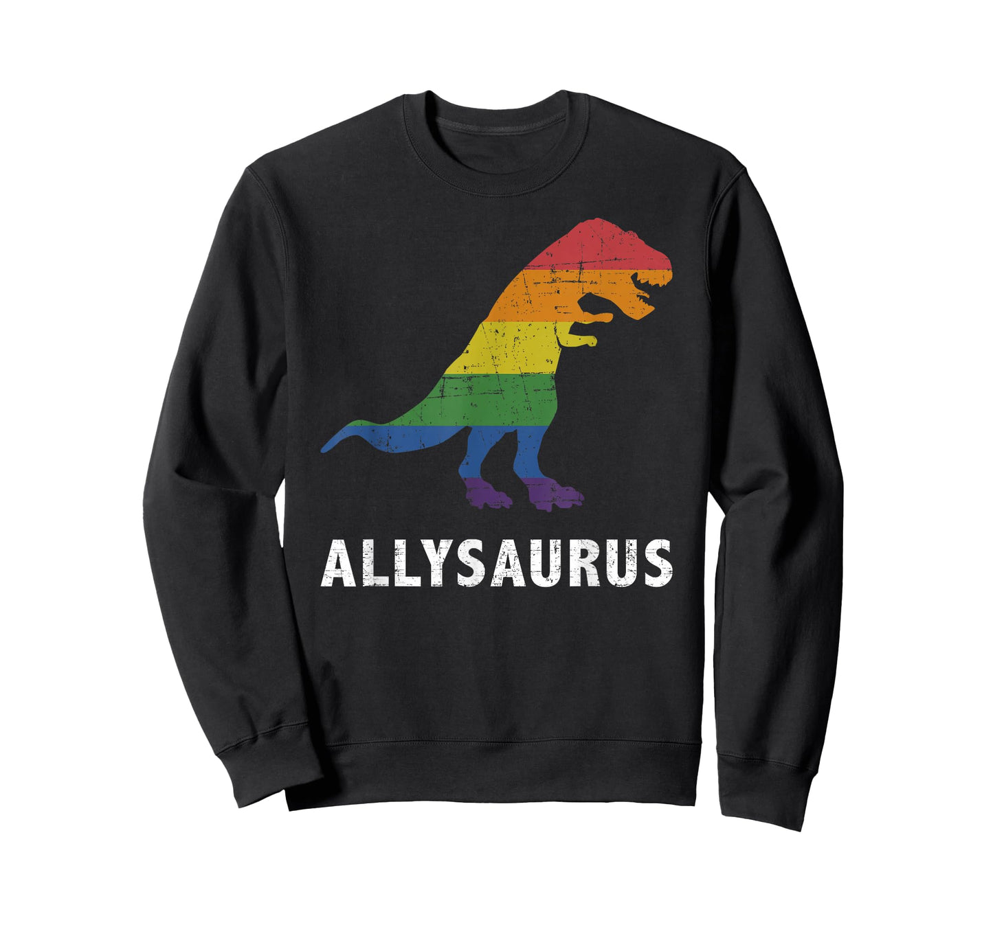 Allysaurus Dinosaur in Rainbow Flag for Ally LGBT Pride T-Shirt Small