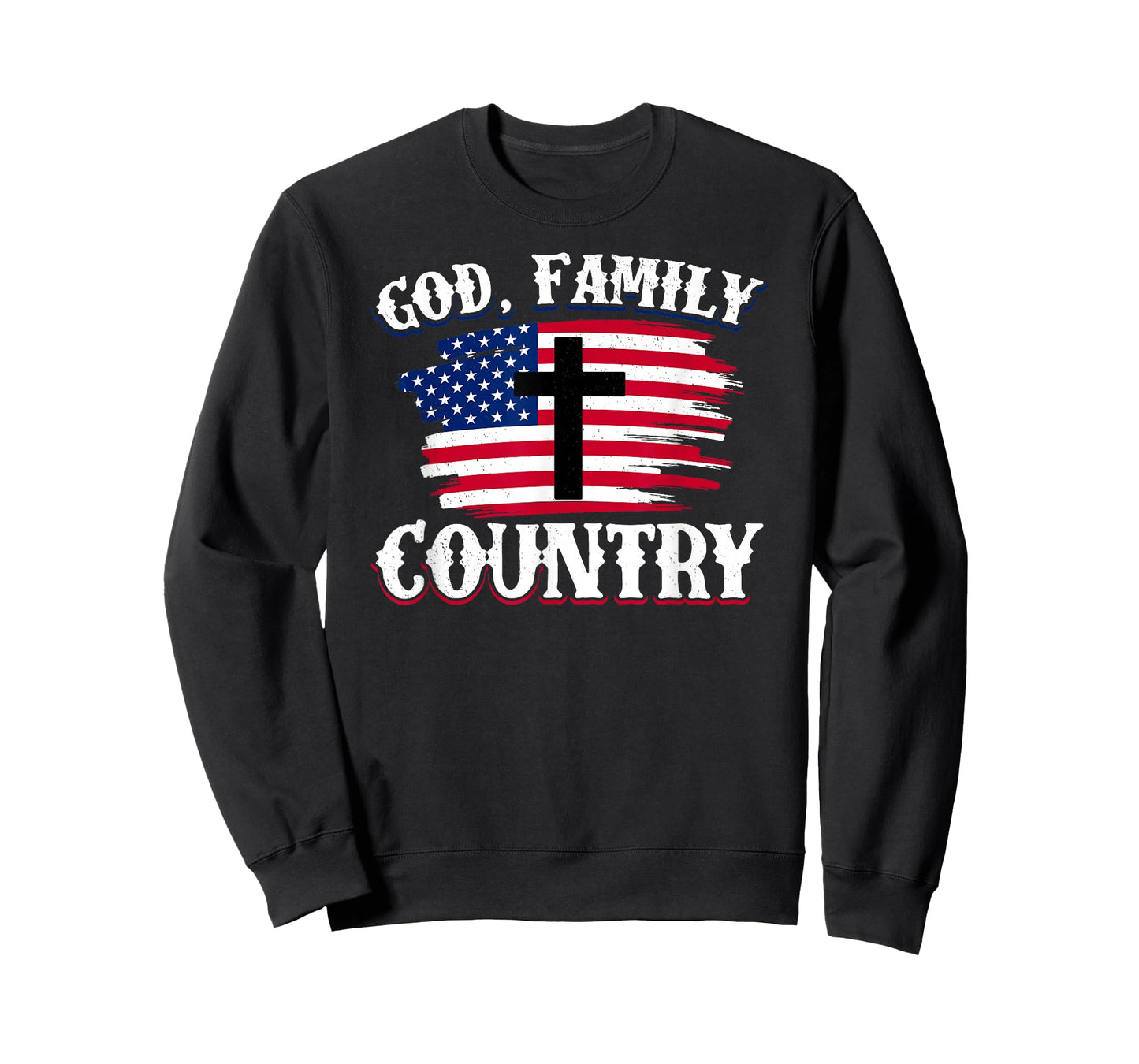 God Family Country American Flag Cross Christian Patriotic T-Shirt