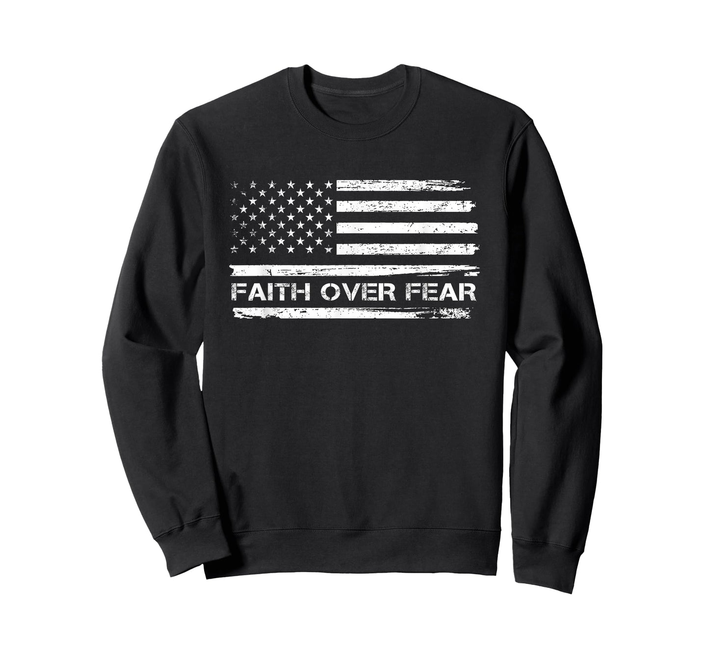 Faith Over Fear USA Flag Christian Jesus Bible Verse T-Shirt