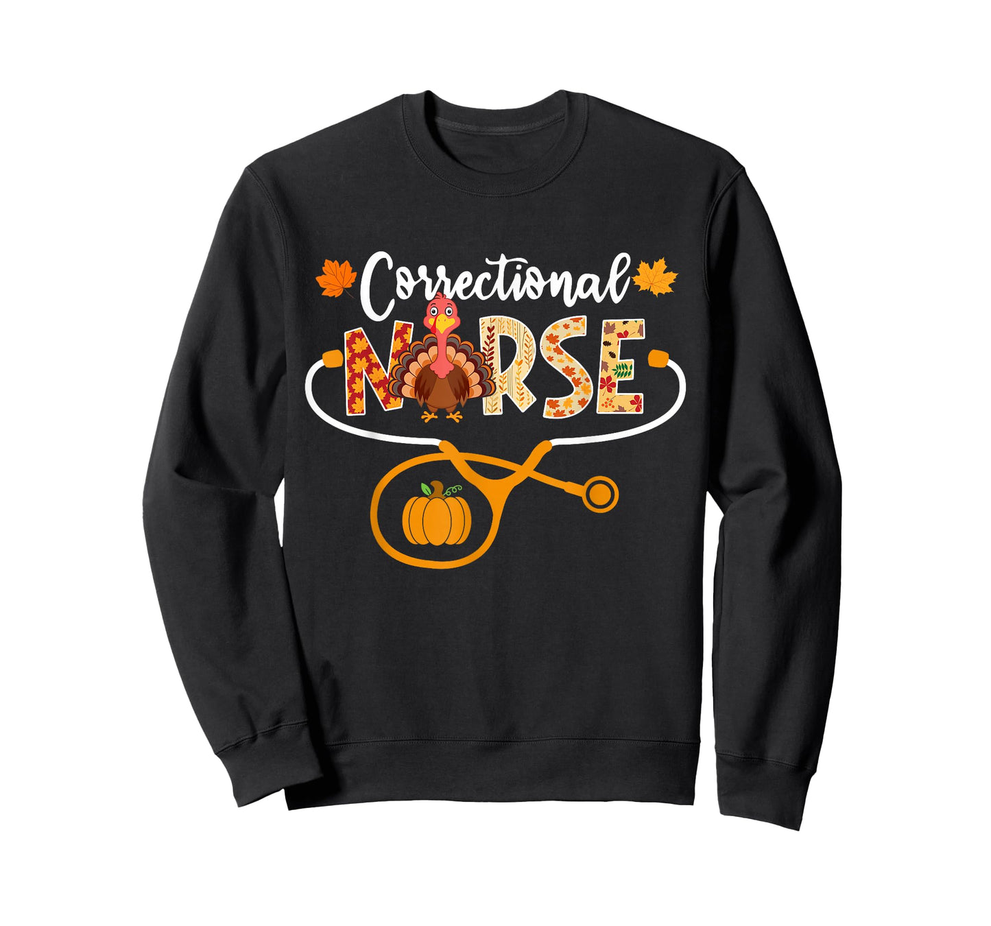 Correctional Nurse Turkey Stethoscope Pumpkin Thanksgiving T-Shirt