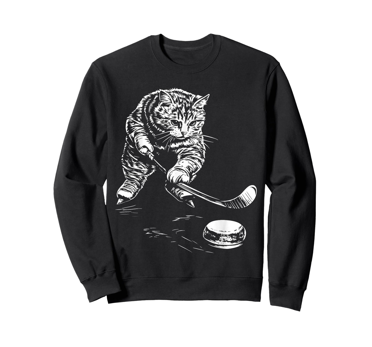 Funny Cat Ice Hockey Graphic T-Shirt