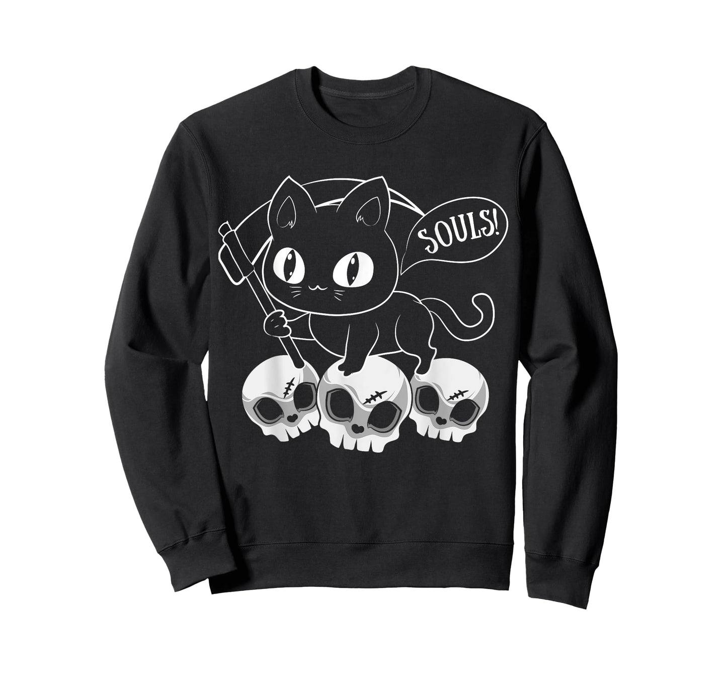 Cat Grim Reaper And Skulls Cat Got Your Soul Halloween T-Shirt