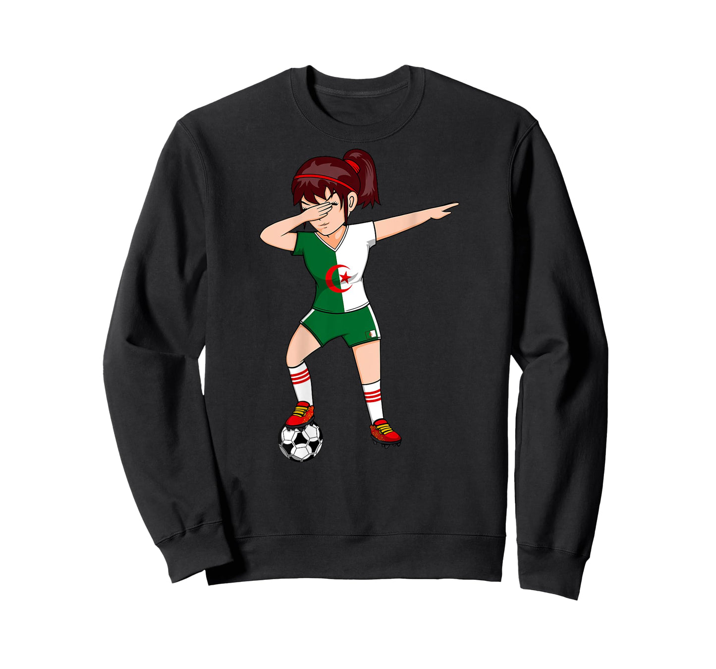 Dabbing Soccer Girl Algeria Jersey Algerian Football Fans T-Shirt