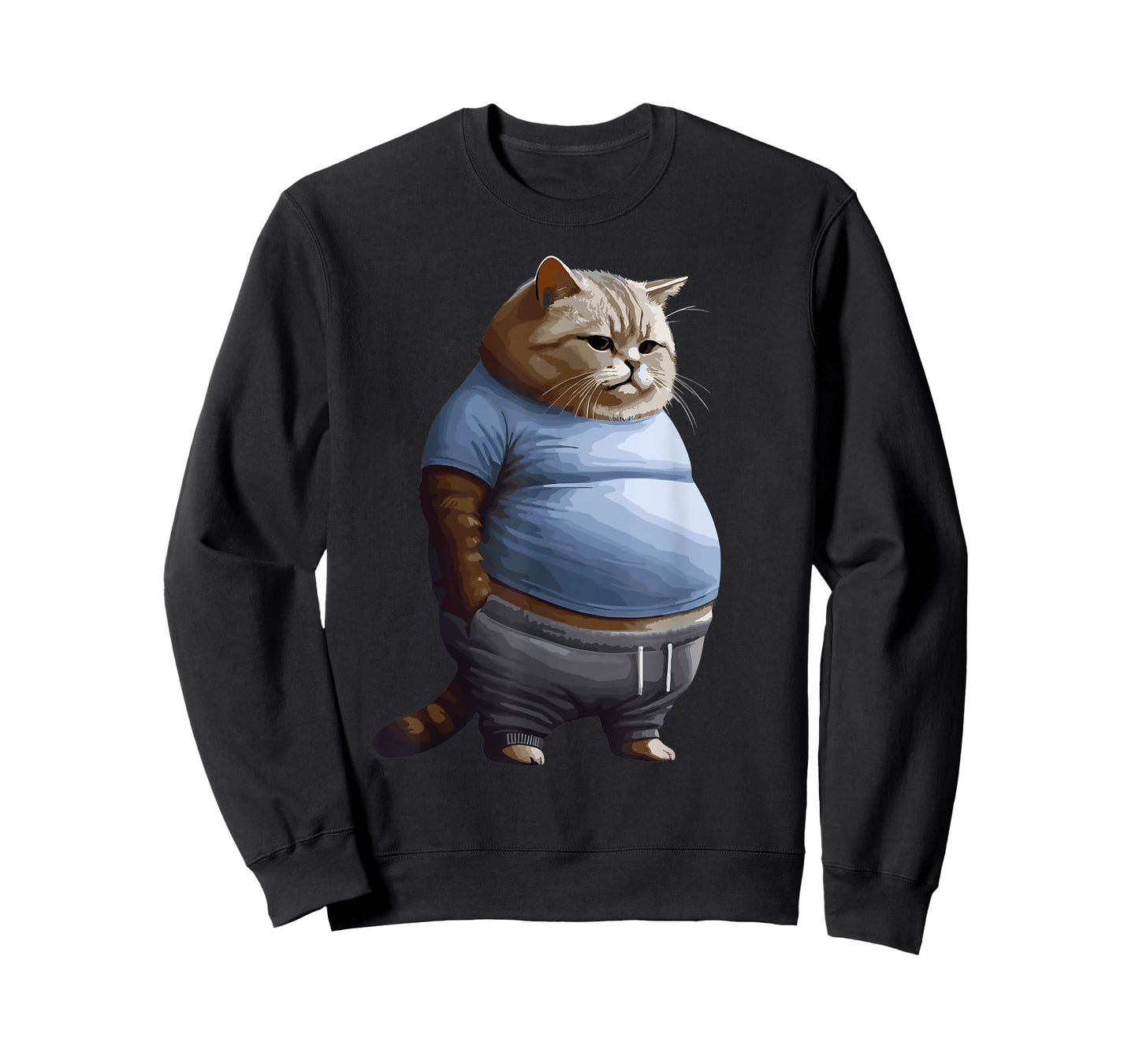 Funny Fat Sad Cat Art Design Fat Kitten Cat Lover Fat Cat T-Shirt
