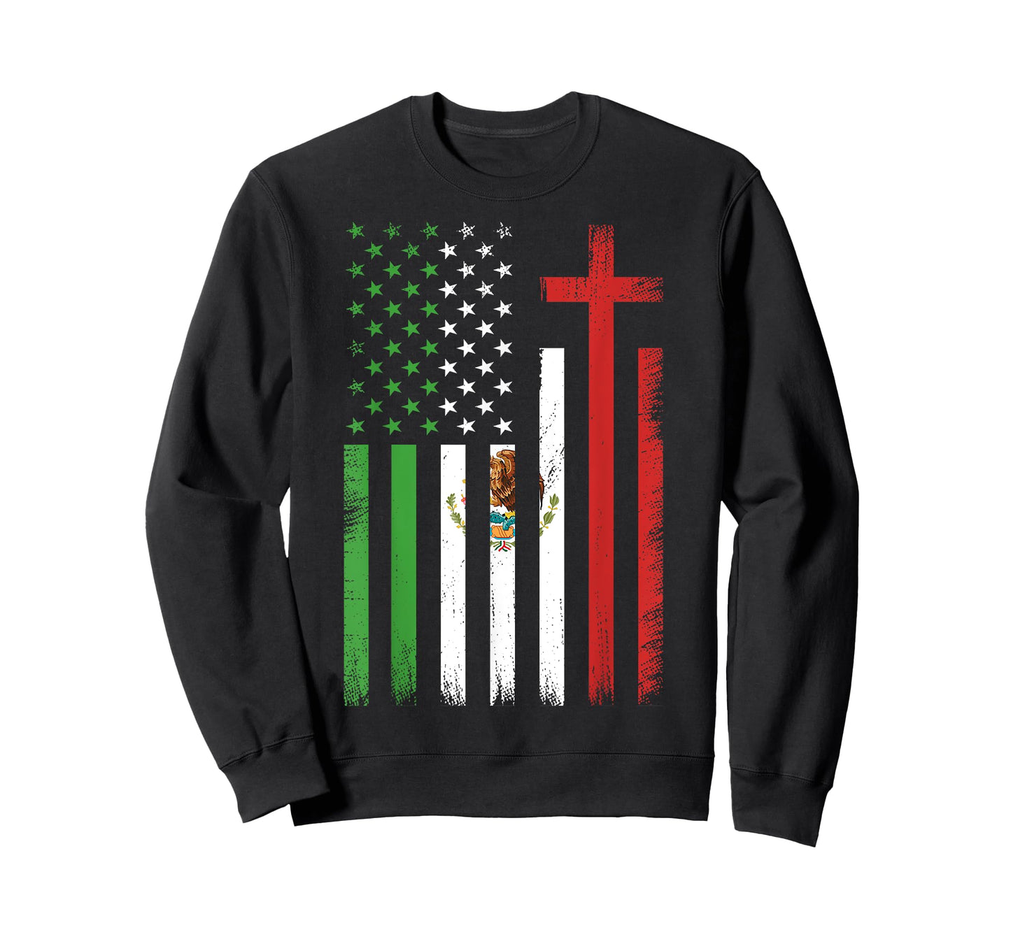 USA Flag Mexican American Christian Cross Mexico America T-Shirt