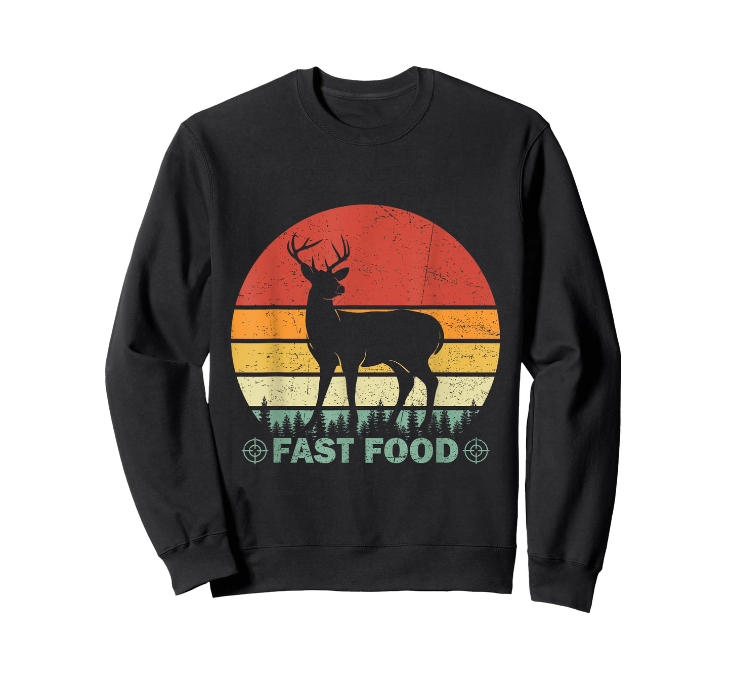 Fast Food Funny Buck Elk Deer Hunting Vintage Retro T-Shirt
