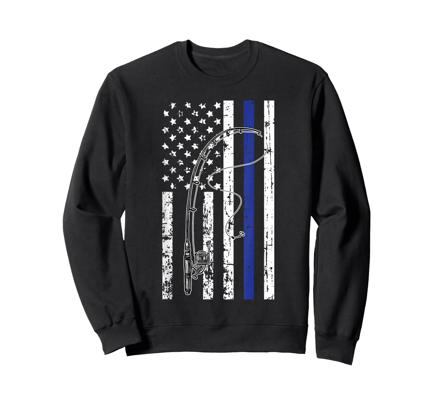 American Flag Blue Line Fishing Cool Police Officer Gifts T-Shirt