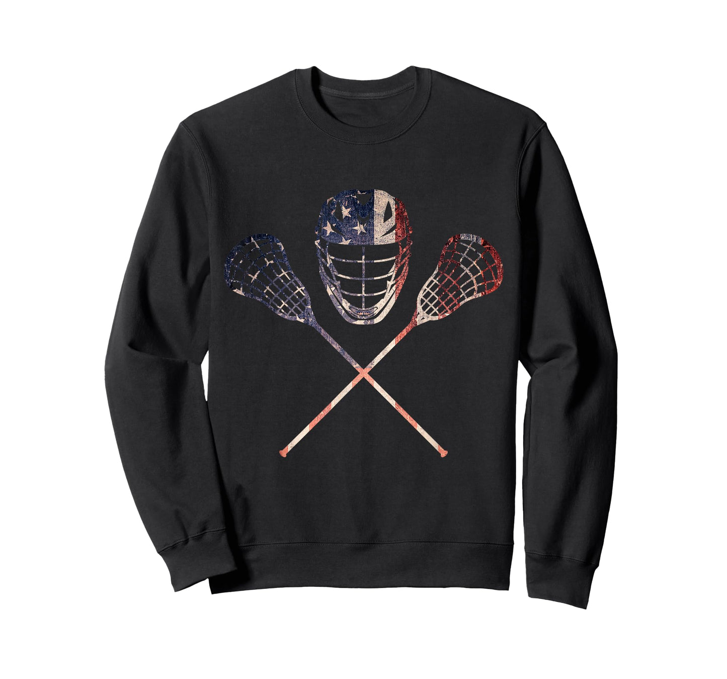Vintage Lacrosse American Flag Lax Helmet Sticks 4th Of July T-Shirt