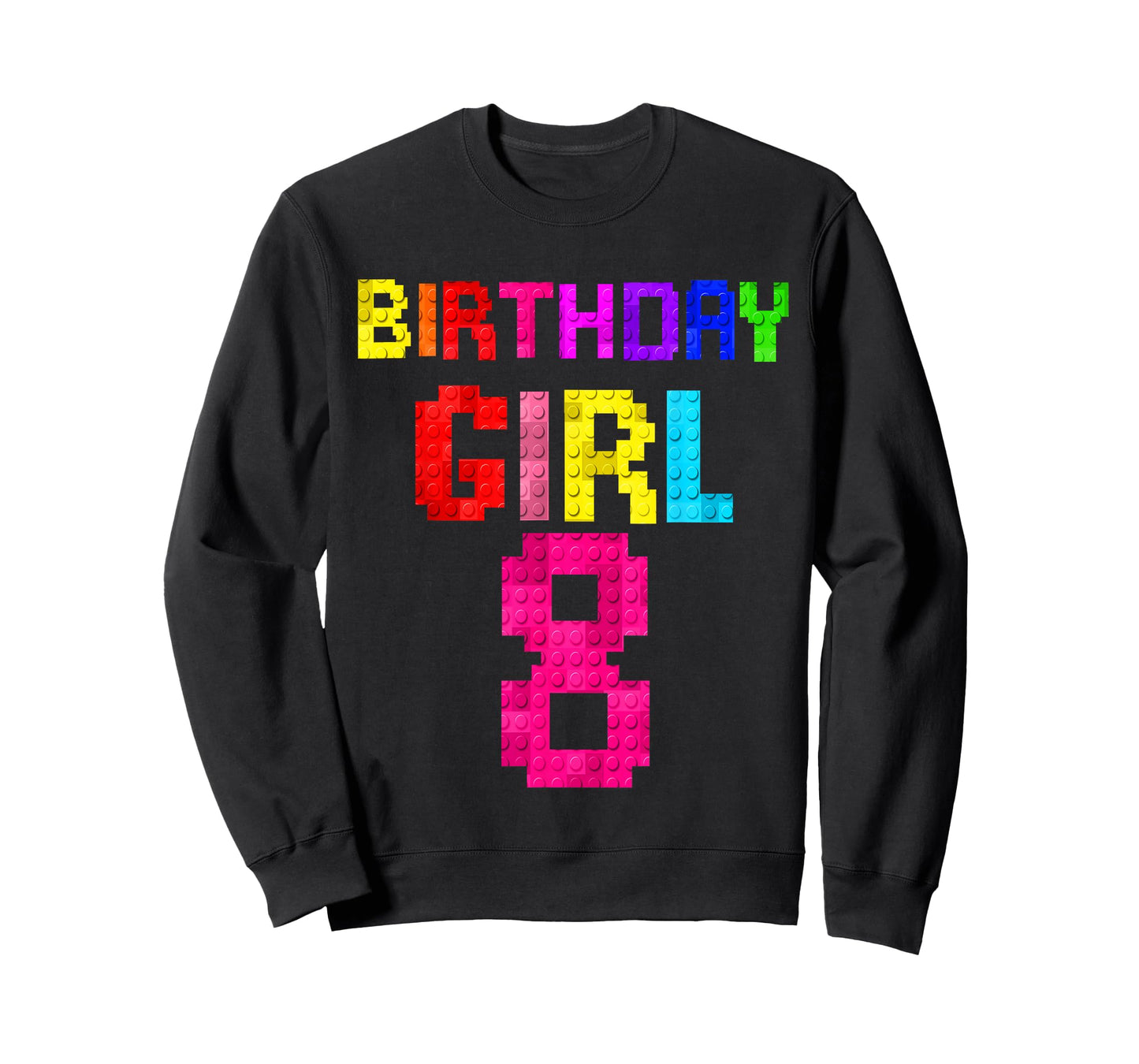 Kids 8th Birthday Girl 8 Years Old Building Blocks Builder T-Shirt