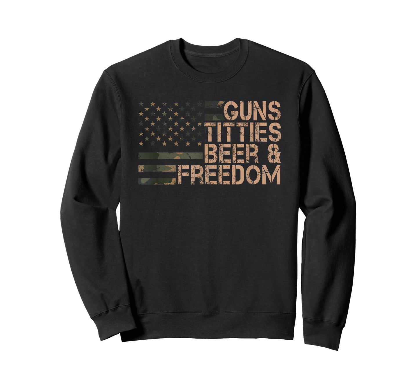 Guns Titties Beer & Freedom - Funny Mens Drinking USA Flag T-Shirt