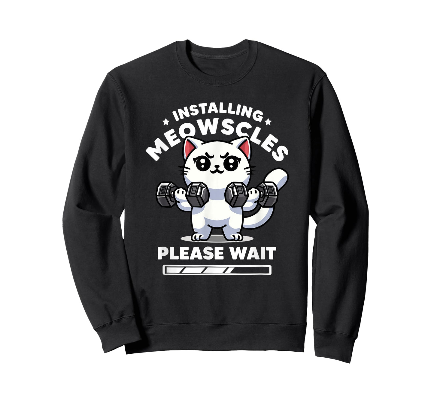 Installing Meowscles Please Wait Cat Funny Gym Quote Cat Men Women Kids T-Shirt