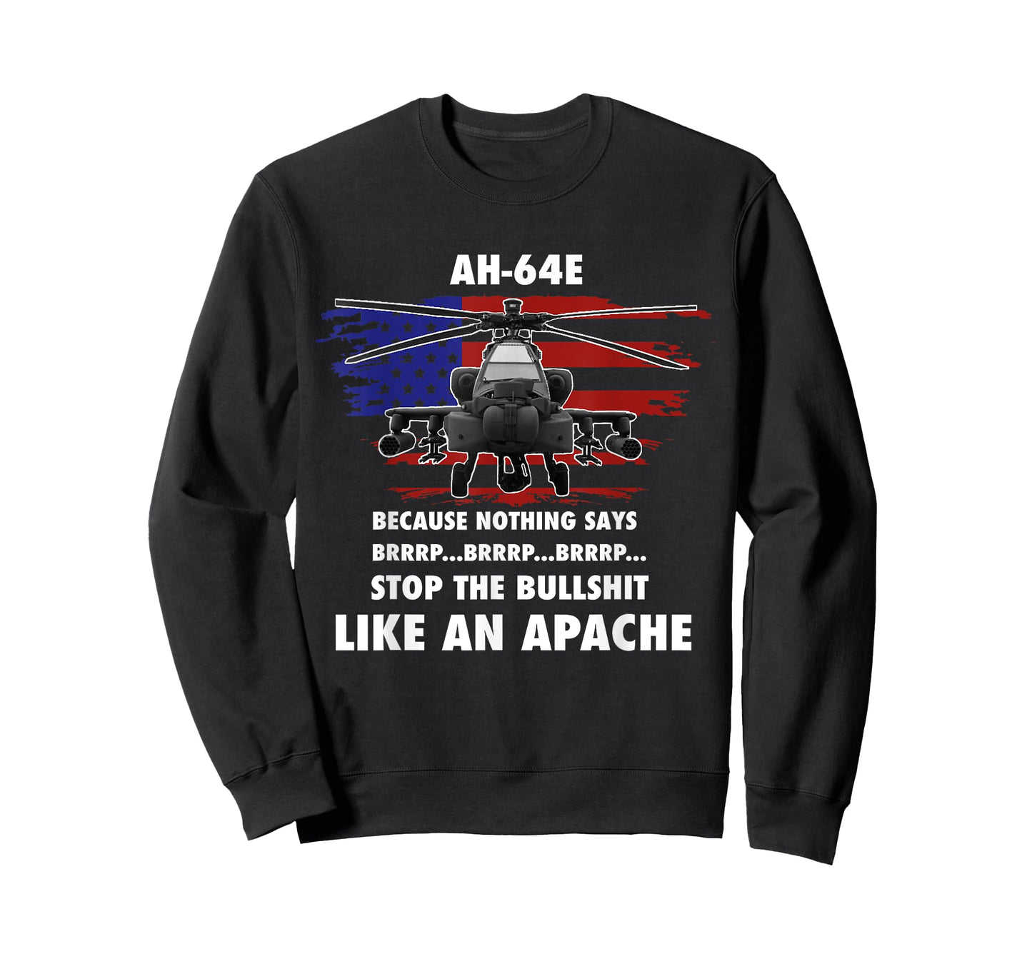 AH-64E Apache Helicopter Military and Veteran T-Shirt
