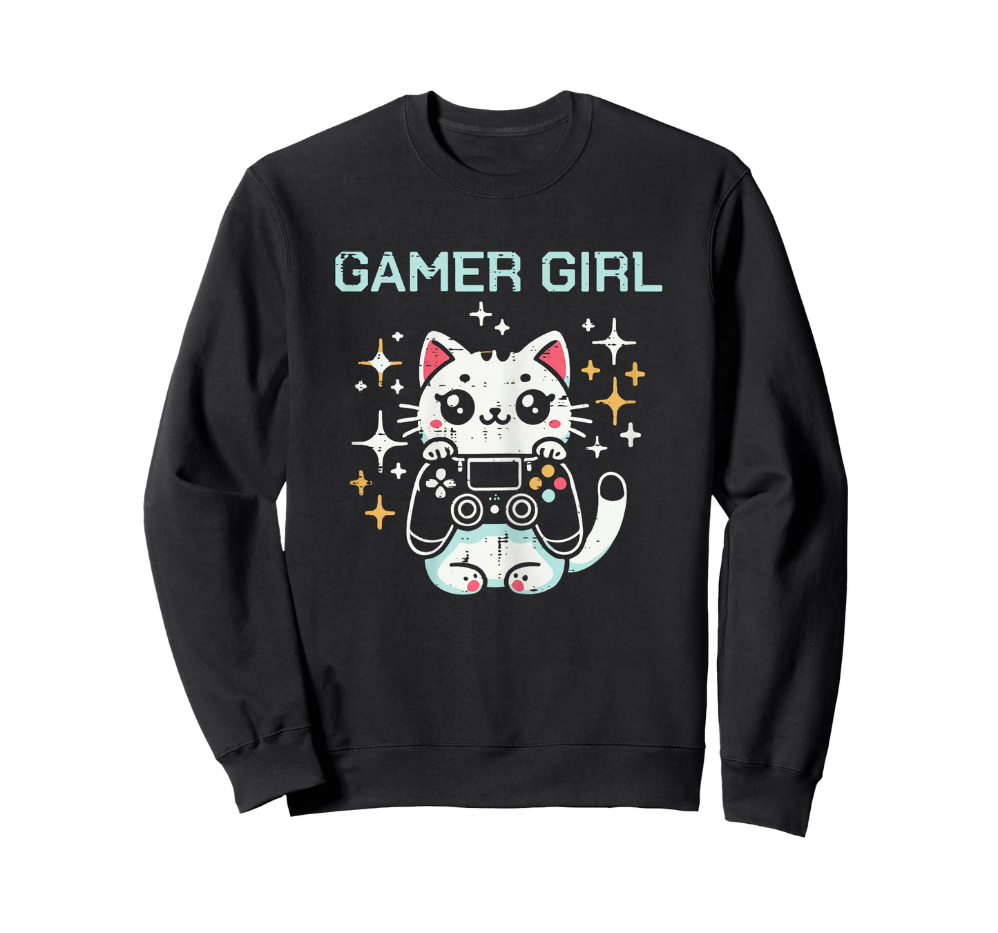 Gamer Girl Cat Kitten Cute Gaming Kitty Girls Kids Women T-Shirt