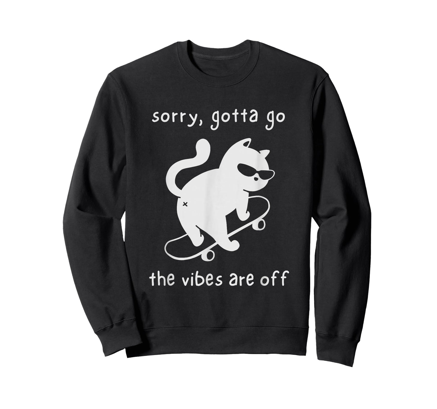 Vibes are Off Funny Cat Skateboard Introvert Sarcastic Humor T-Shirt