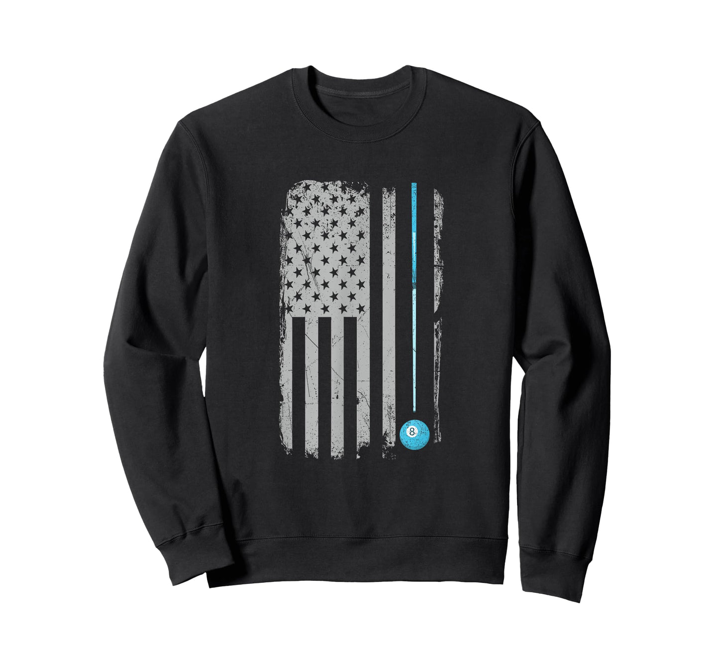 Pool Stick Billiards 8 Ball Vintage USA American Flag T-Shirt