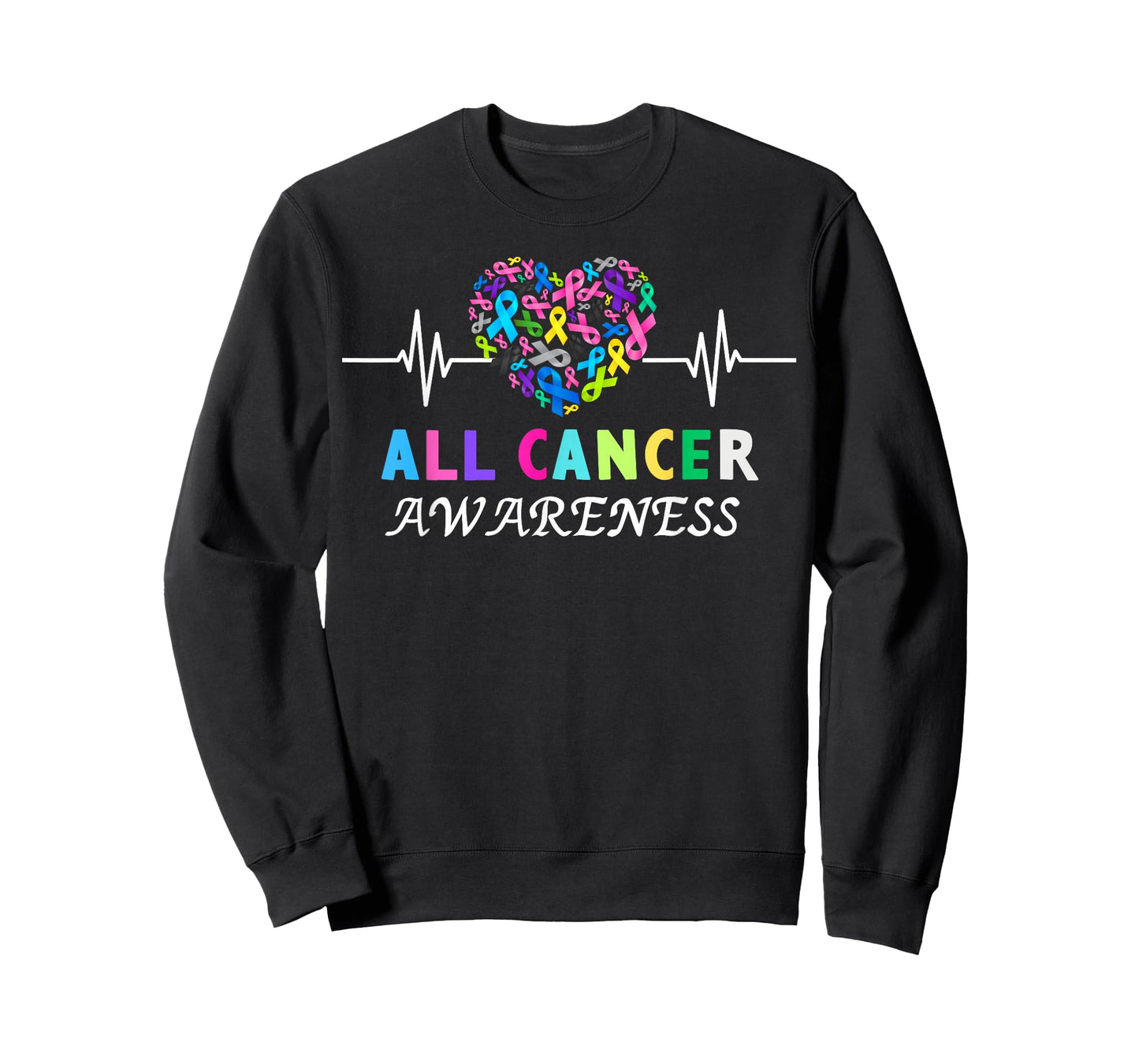 All Cancer Matters Heartbeat Multicolor Ribbon Awareness T-Shirt