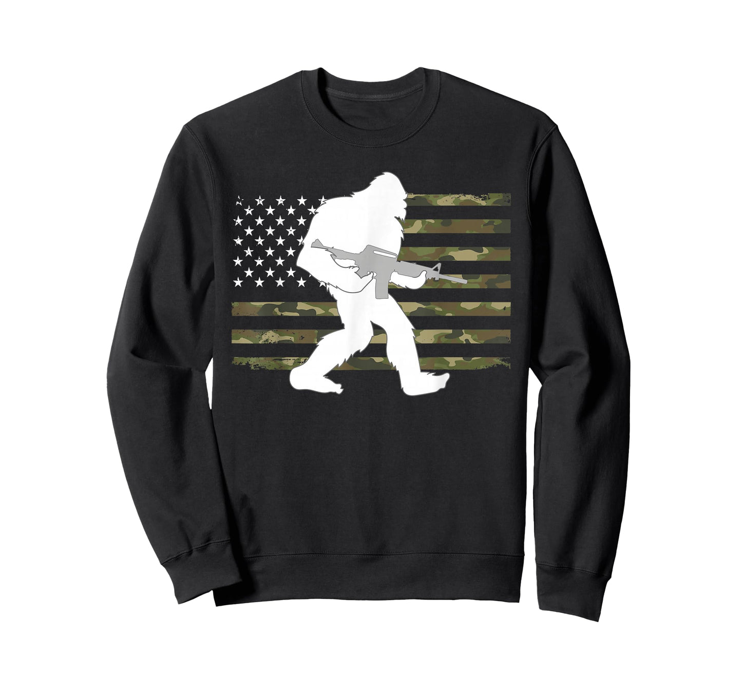 Bigfoot Gun Owner Camo US American Flag Sasquatch AR15 Rifle T-Shirt
