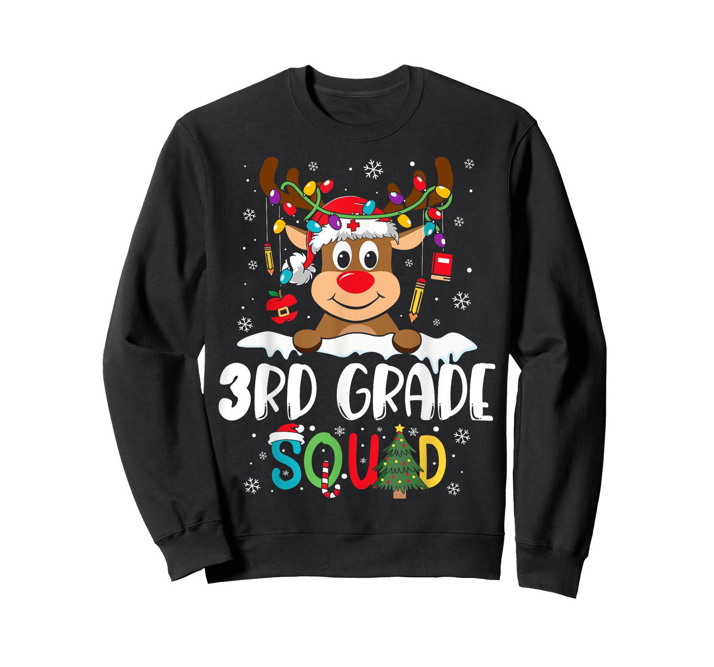 3rd Grade Teacher Squad Funny Reindeer Teacher Christmas T-Shirt