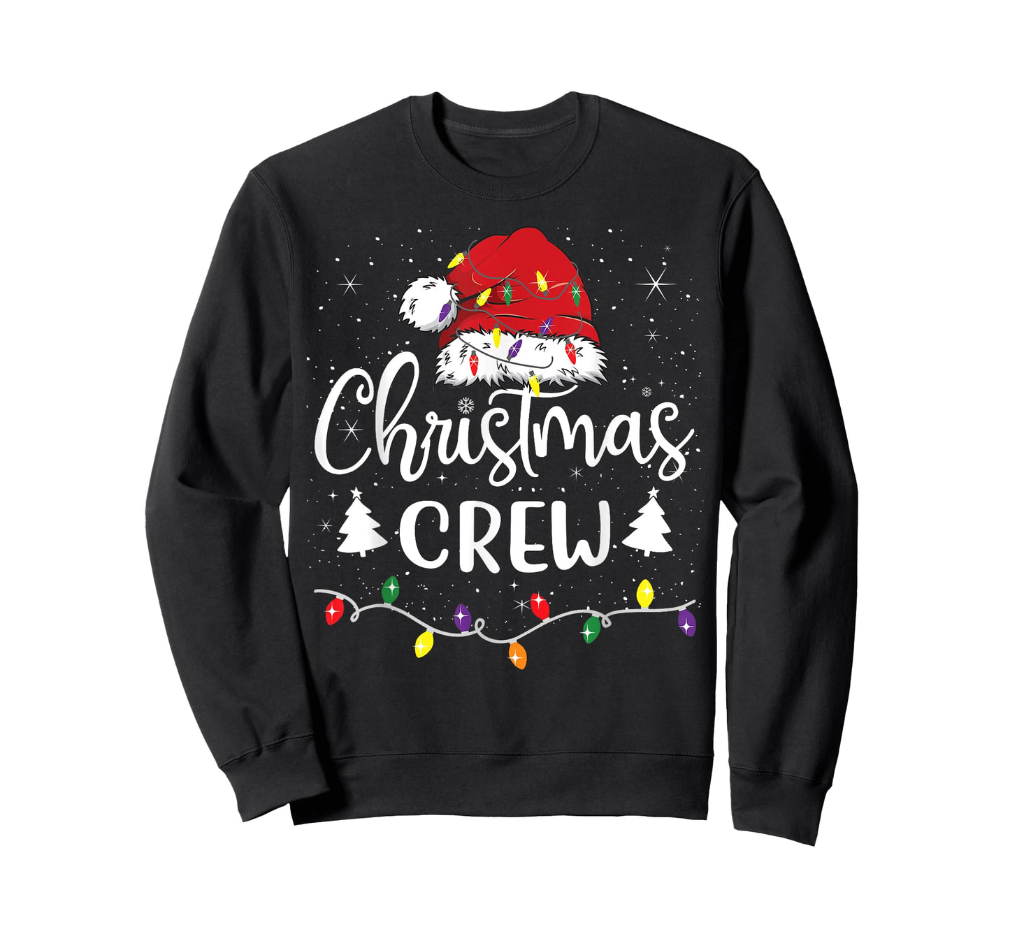 Christmas Crew Lights Red Santa Hat Xmas Family Men Women T-Shirt