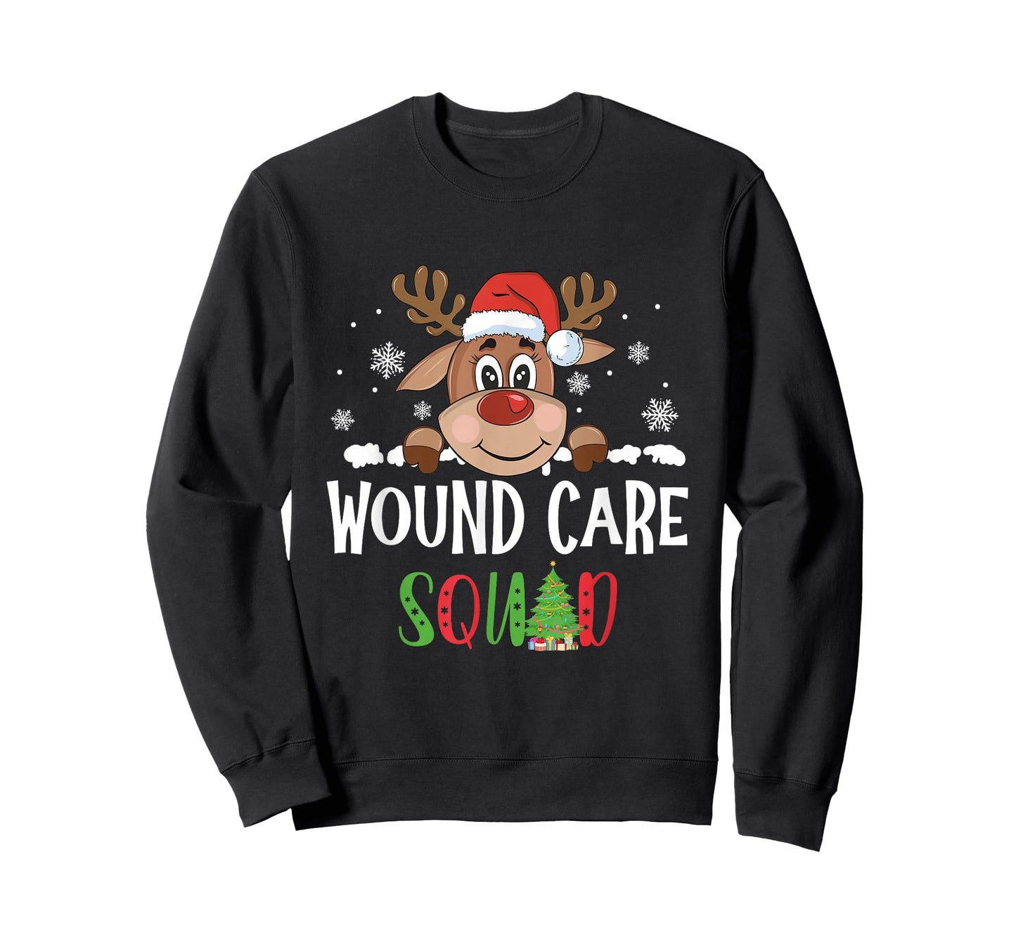 Cute Reindeer Christmas Wound Care Squad Stethoscope Nurse T-Shirt