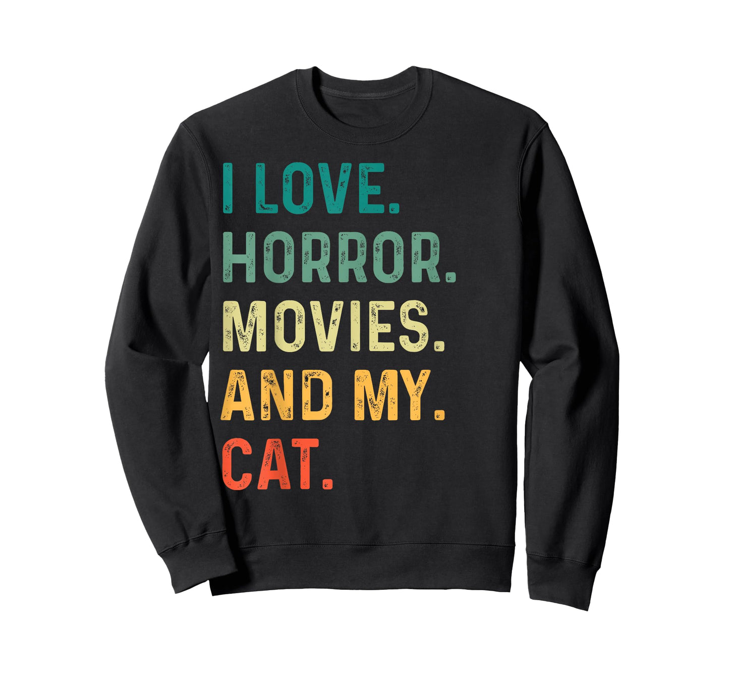 I Love Horror Movies And My Cat Retro Vintage Funny T-Shirt