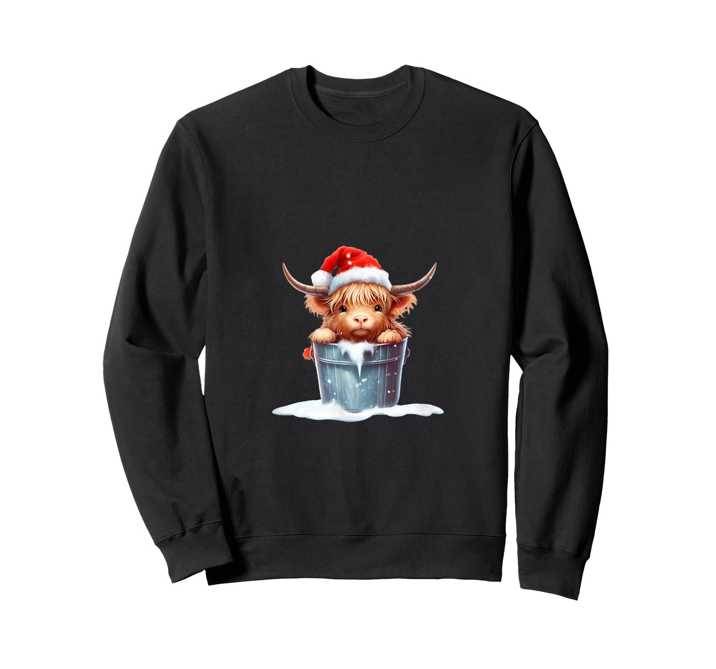 Cute Highland Cow in Santa Hat Country Heifer Farm Farmer T-Shirt